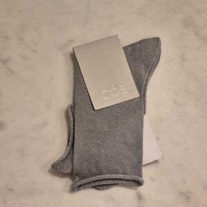 COS Metallic Silver Socks